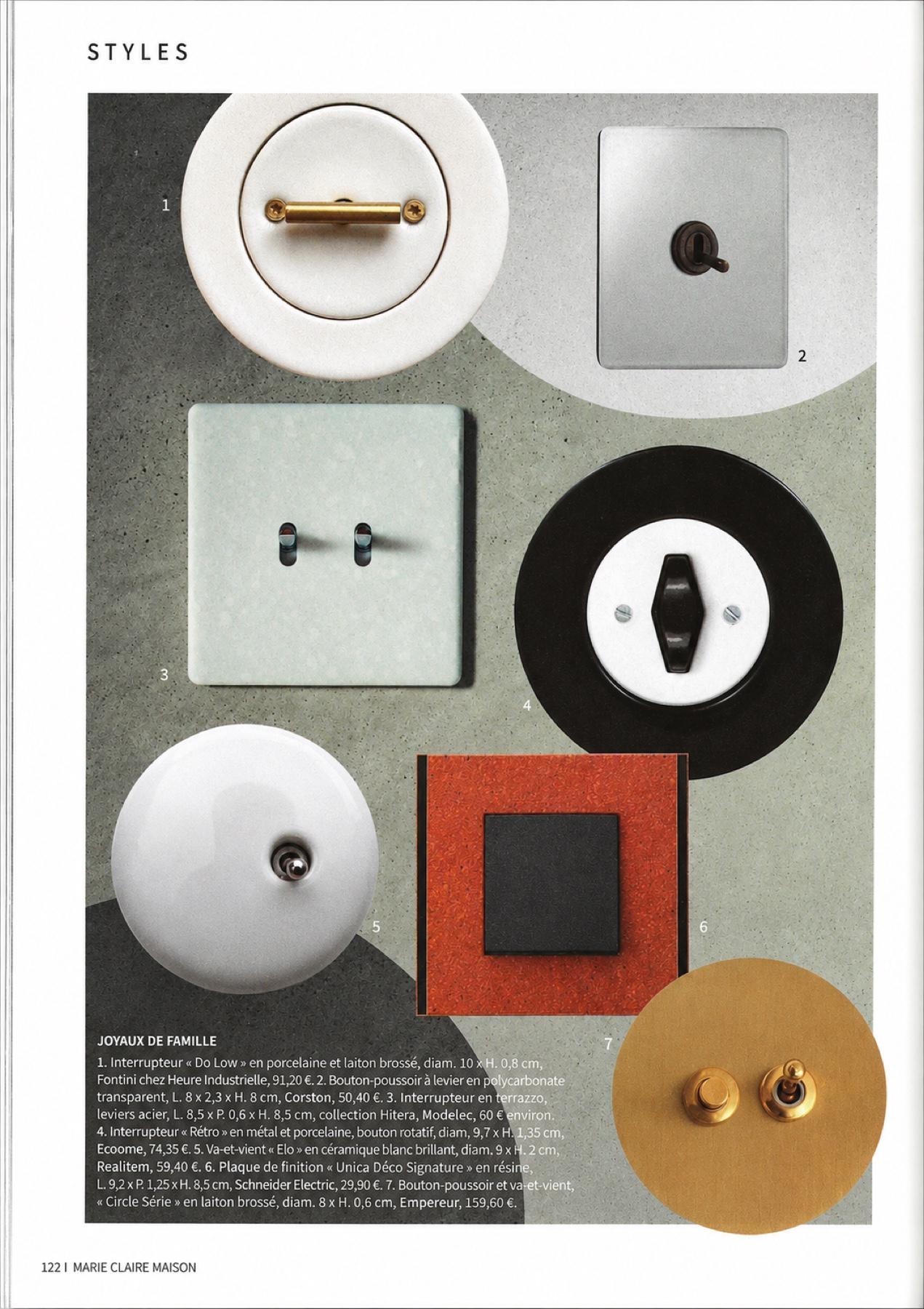 Empereur Paris switches featured in Marie Claire Maison